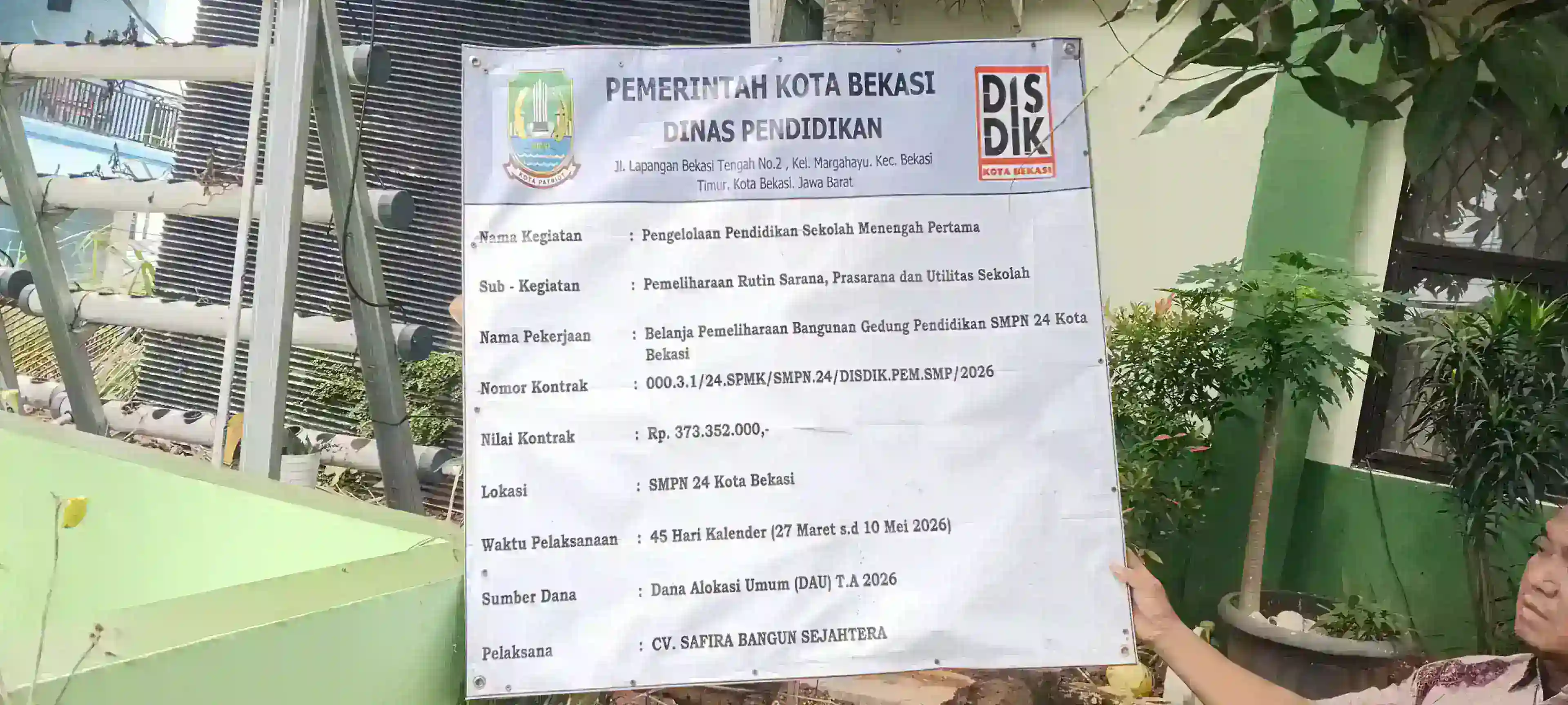 Anggaran Hampir 400 Juta, Proyek Pagar SMPN 24 Kota Bekasi Diduga Dikerjakan Tidak Sesuai Spek